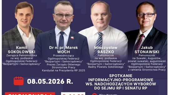 Bezpartyjni Samorządowcy zapraszają na spotkania przedwyborcze w Suchowoli i Suwałkach