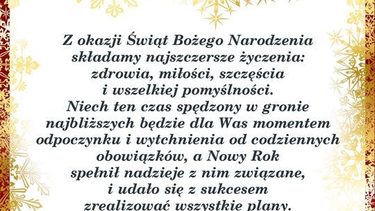 Władze Gminy Nowinka składają serdeczne życzenia mieszkańcom