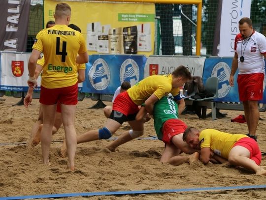 Grali z berka z zapasami na plaży 