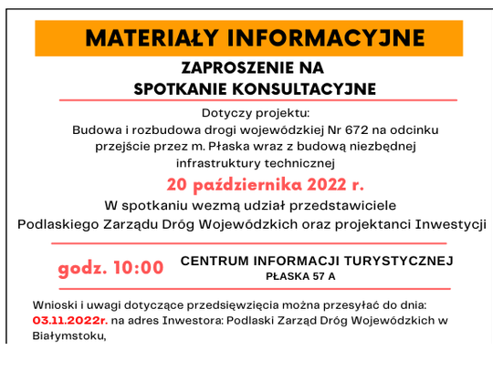 Konsultacje społeczne DW 672 w Płaskiej