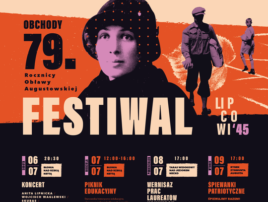 Plakat festiwalu LIPCOWI’45 z okazji obchodów 79. rocznicy Obławy Augustowskiej