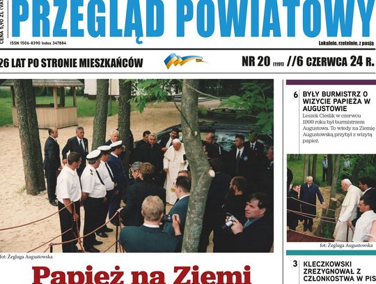 Pierwsza strona tygodnika Przegląd Powiatowy w Augustowie.