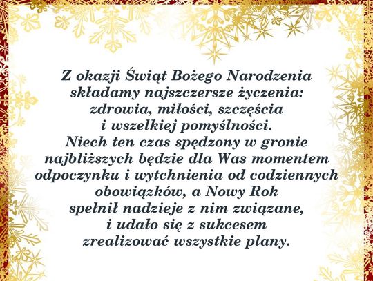 Władze Gminy Nowinka składają serdeczne życzenia mieszkańcom