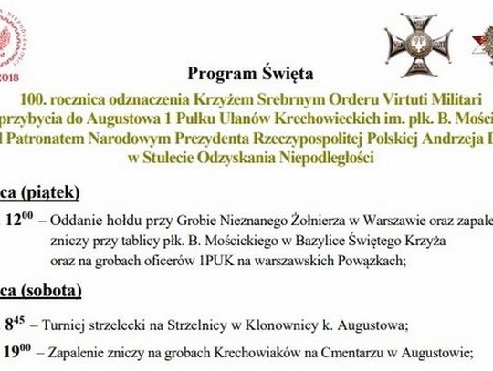 Zapraszamy na święto 1 Pułku Ułanów Krechowieckich