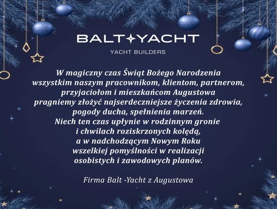 Życzenia od firmy Balt -Yacht w Augustowie