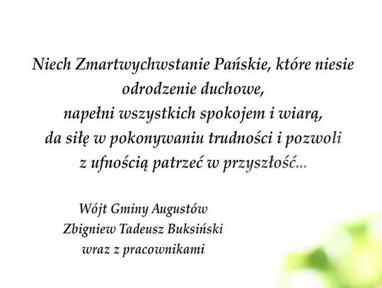 Życzenia od Gminy Augustów