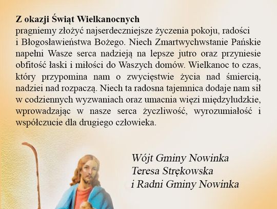 Życzenia od Gminy Nowinka