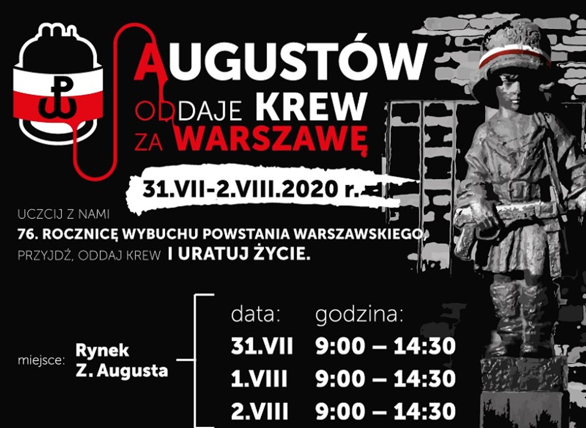 Druga edycja akcji „Augustów Oddaje Krew za Warszawę”