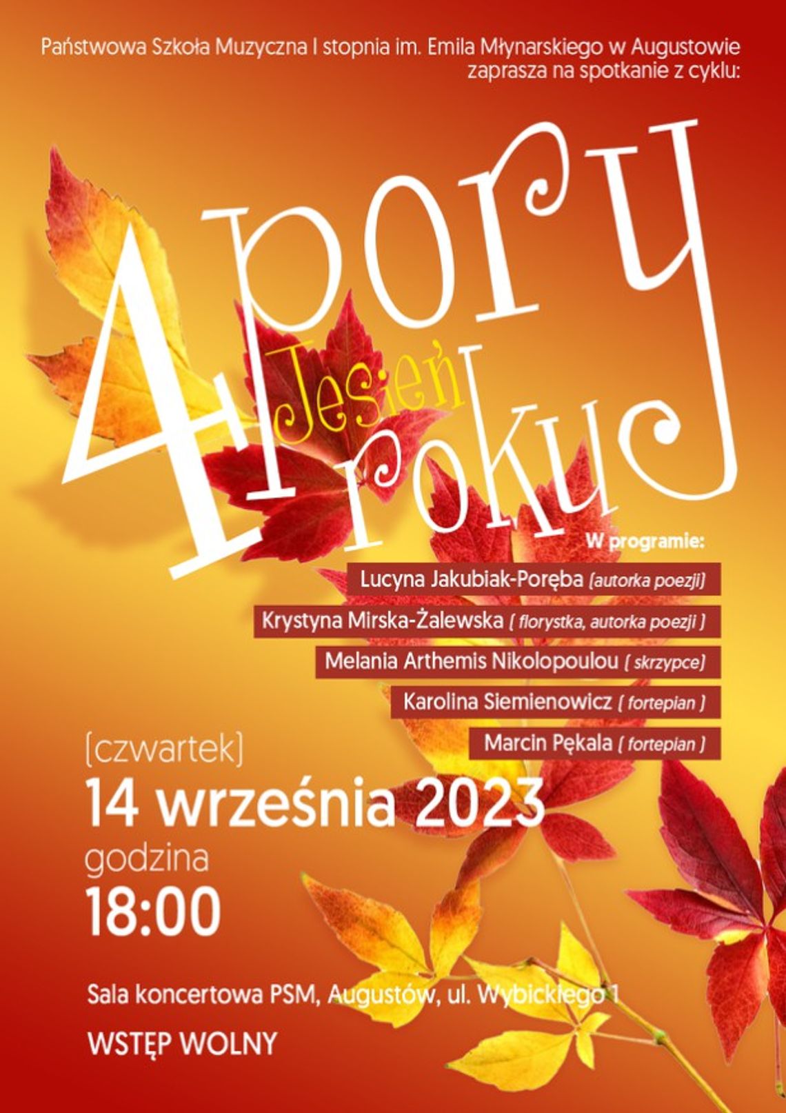 Koncert „4 pory roku - Jesień” w PSM I st. w Augustowie