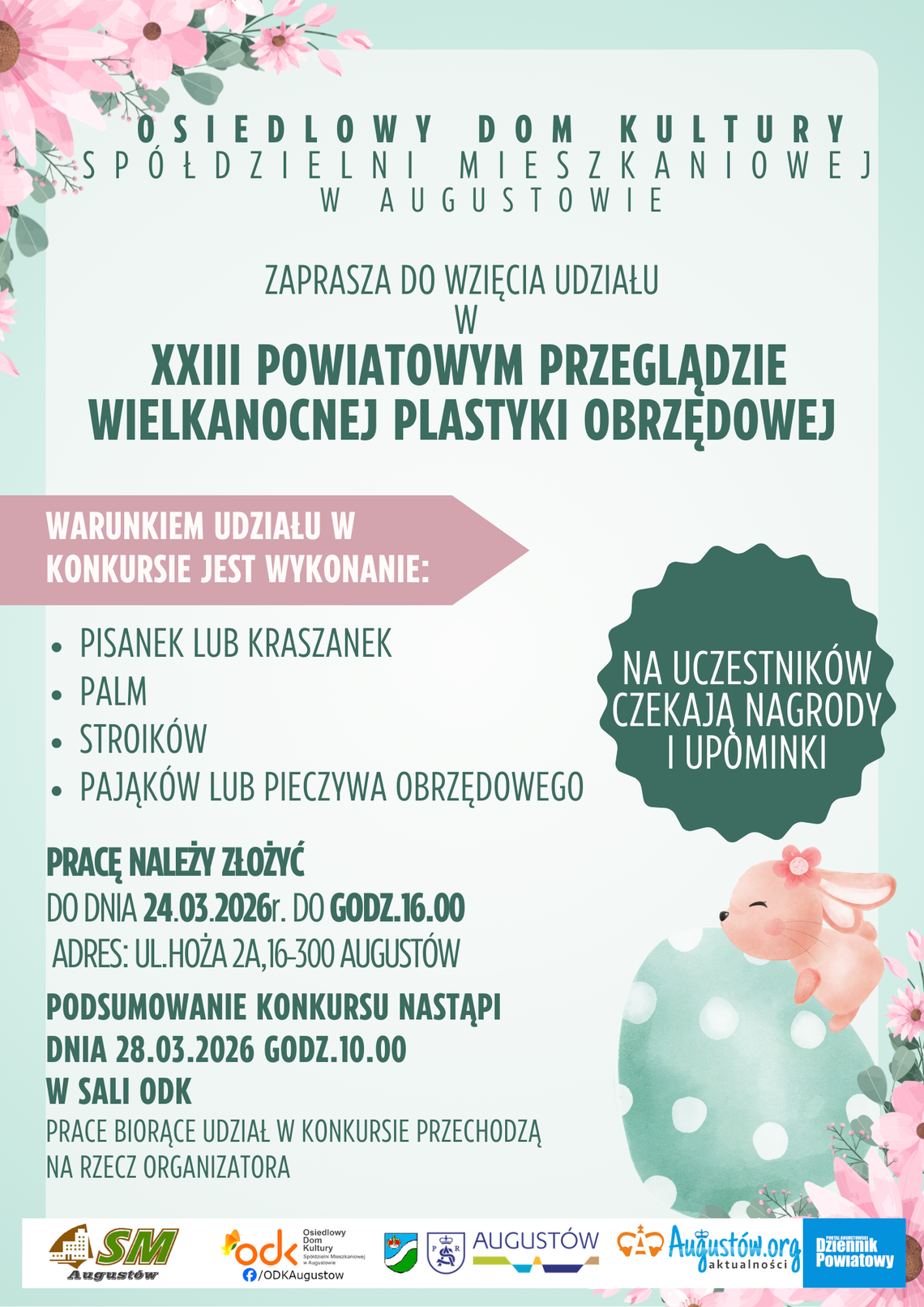 Konkurs na tradycyjne ozdoby wielkanocne w Augustowie. Prace można zgłaszać do 24 marca