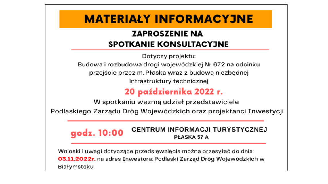 Konsultacje społeczne DW 672 w Płaskiej