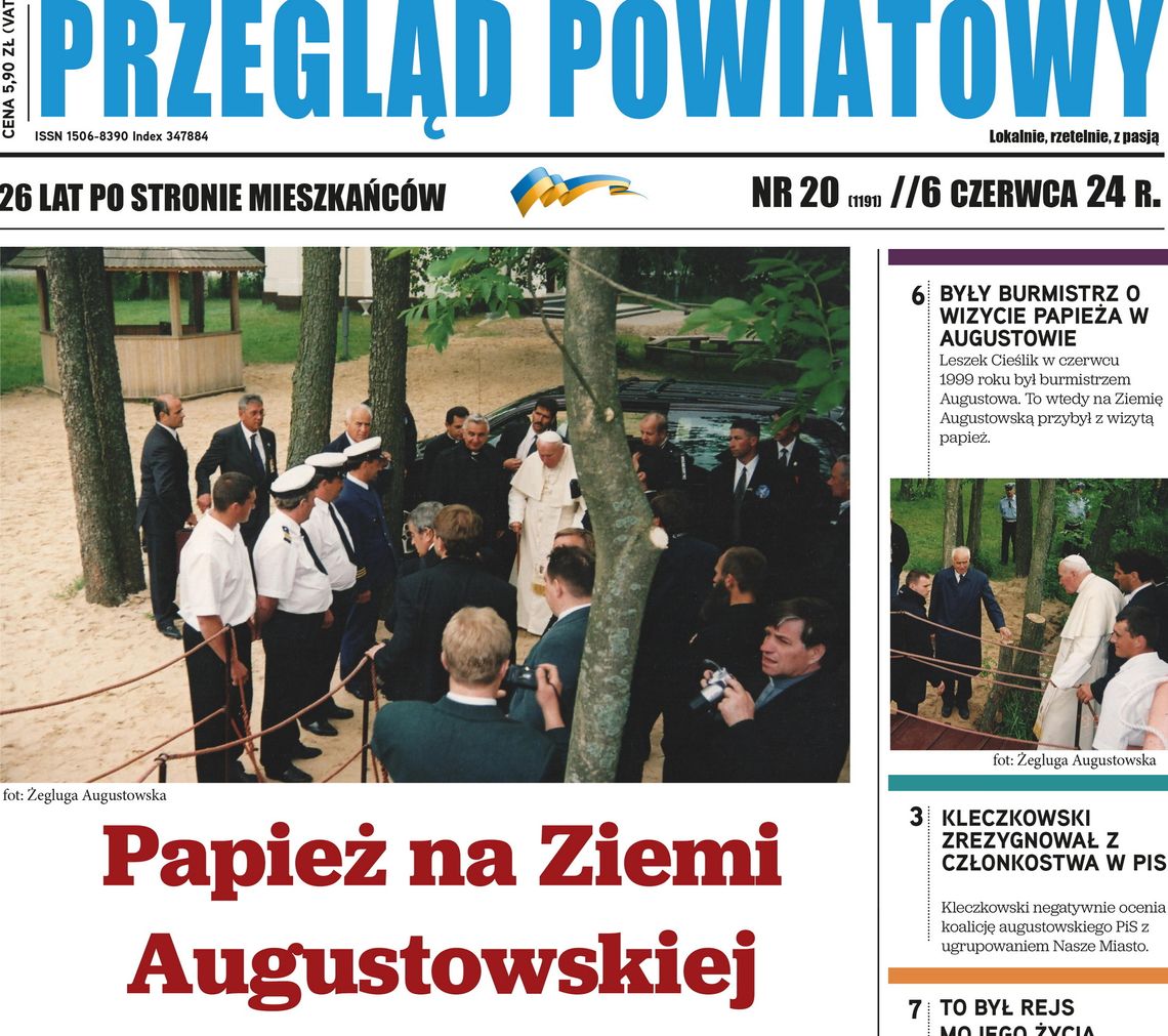 Pierwsza strona tygodnika Przegląd Powiatowy w Augustowie.