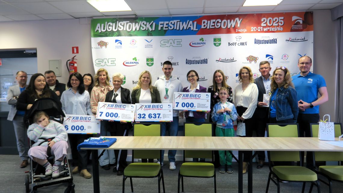 Przekazanie środków z biegu charytatywnego - Augustów 2026 Augustowski Festiwal Biegowy to wspaniałe wydarzenie.