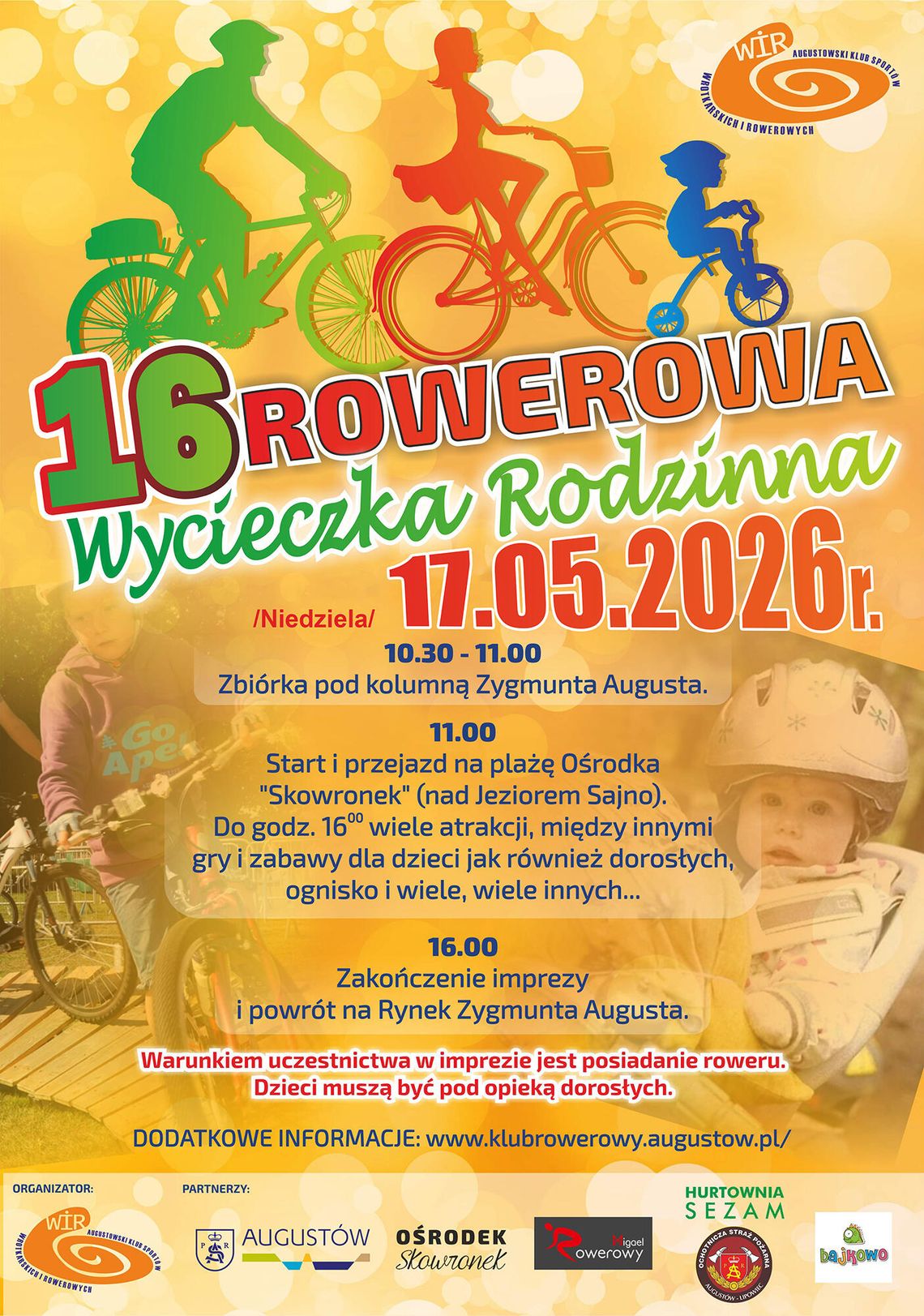 Wspólny przejazd, konkursy i ognisko. Augustów rusza na rodzinną wycieczkę rowerową