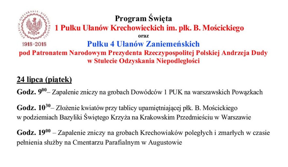 Zapraszamy na święto 1 Pułku Ułanów Krechowieckich Zapraszamy na święto 1 Pułku Ułanów Krechowieckich