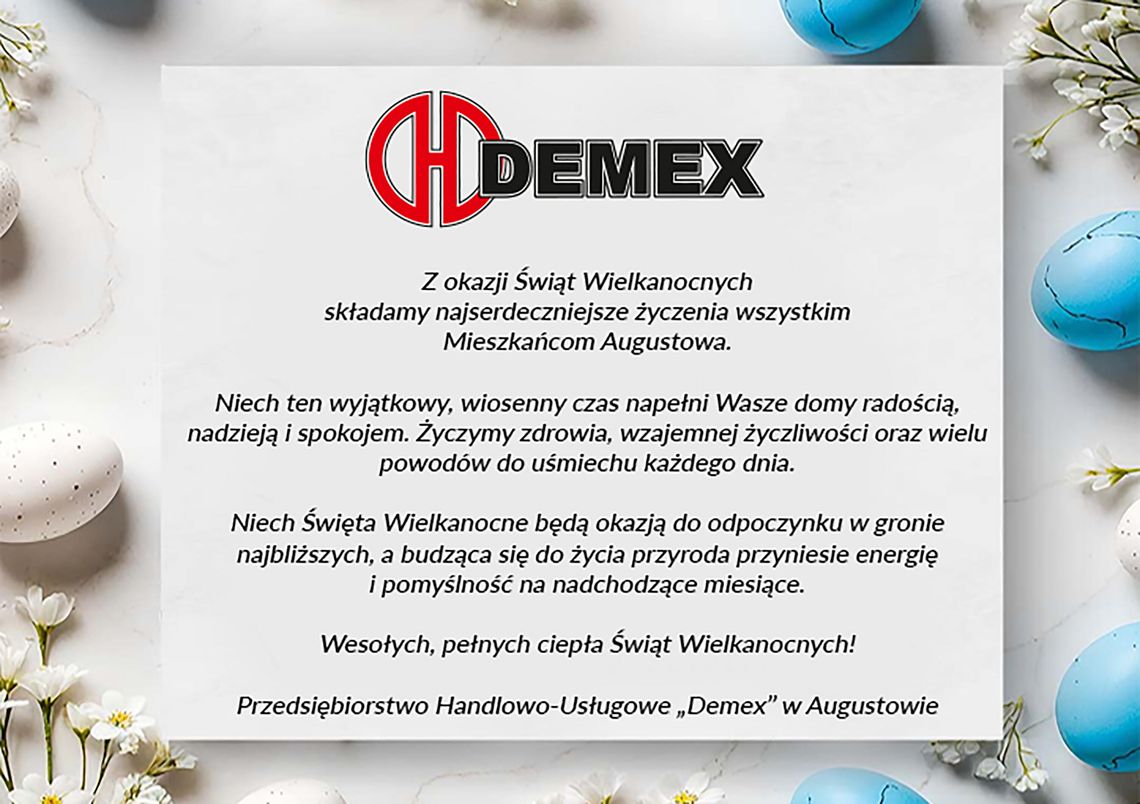 Życzenia od augustowskiej firmy Demex Życzenia od augustowskiej firmy Demex