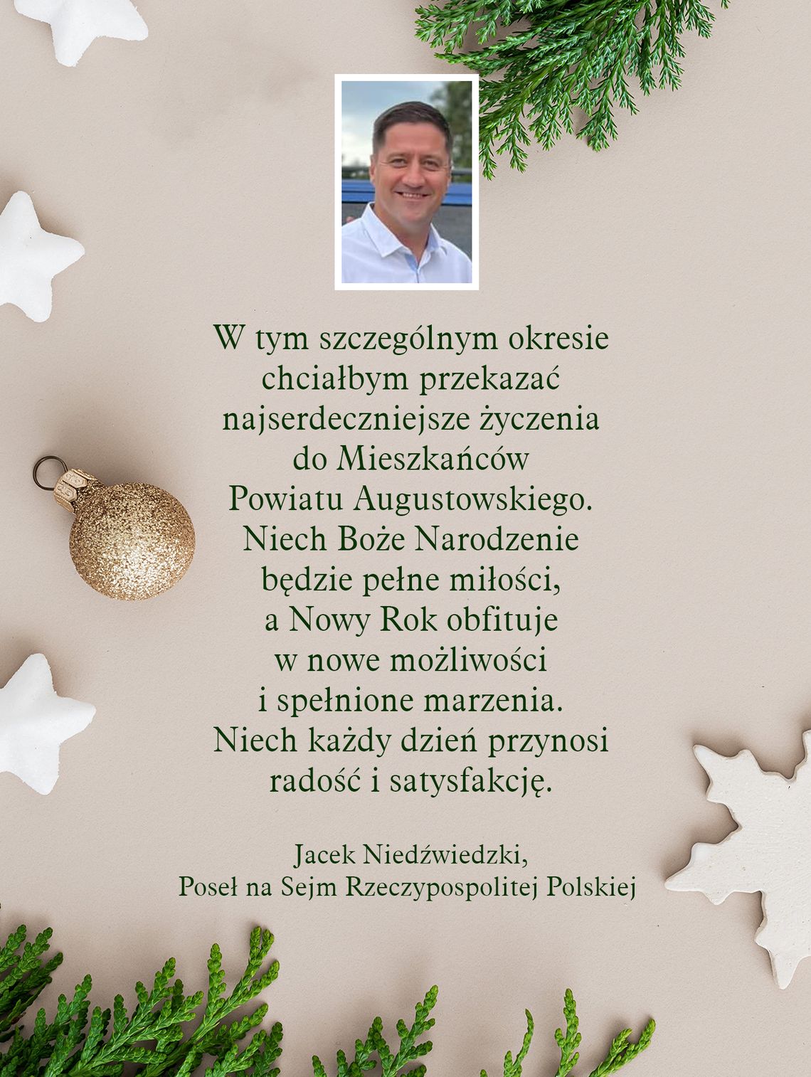 Życzenia od Jacka Niedźwiedzkiego, posła na Sejm RP