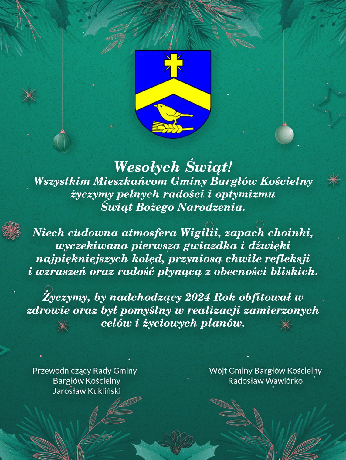 Życzenia od władz Gminy Bargłów Kościelny