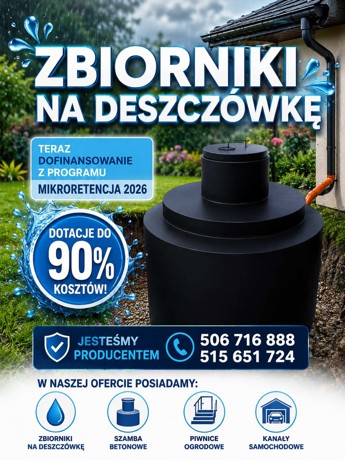 Zbiornik, Zbiorniki na deszczówkę, Piwnice ogrodowe Zbiornik, Zbiorniki na deszczówkę, Piwnice ogrodowe