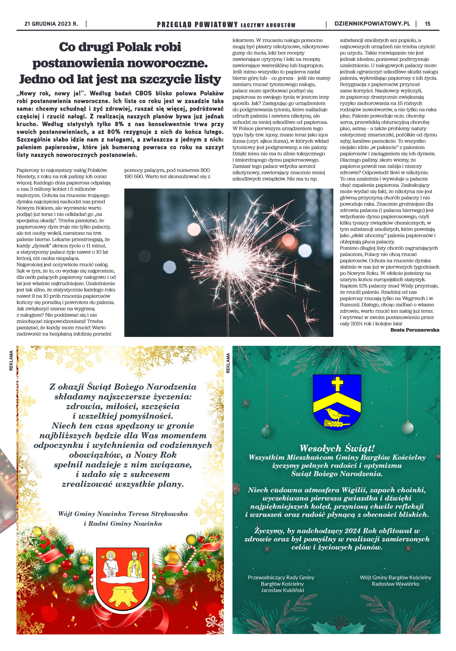 Wydanie Przeglądu Powiatowego nr 47/1171 z 21-12-2 - strona 15