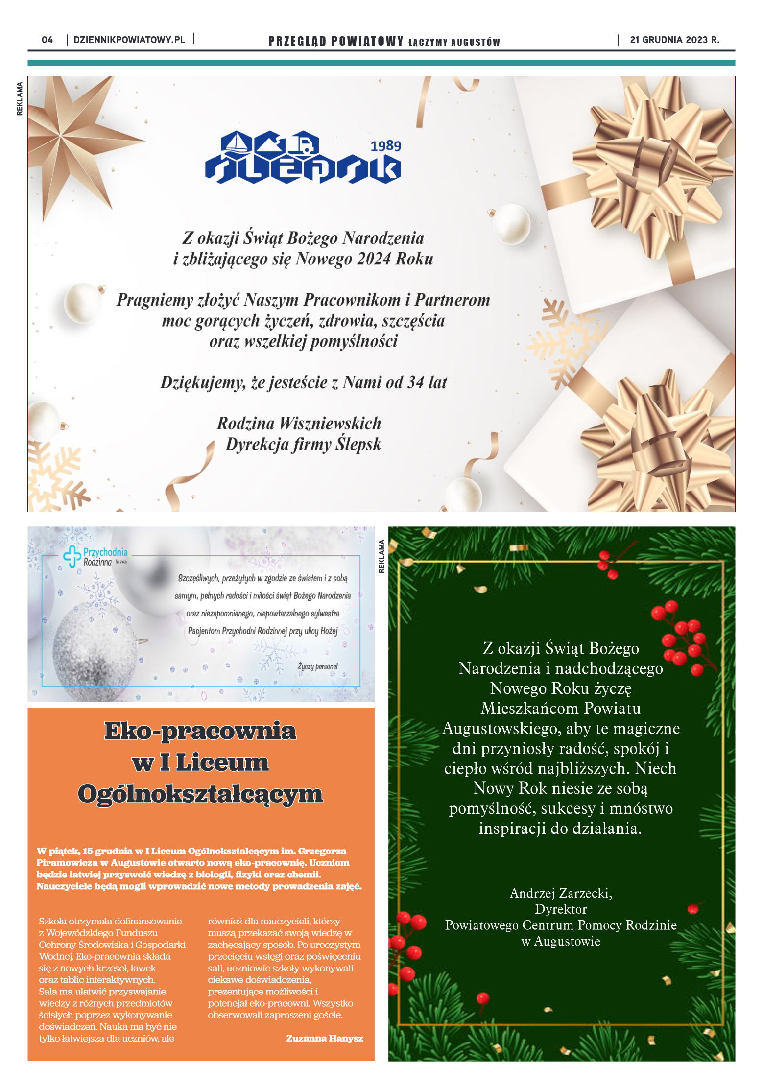 Wydanie Przeglądu Powiatowego nr 47/1171 z 21-12-2 - strona 4