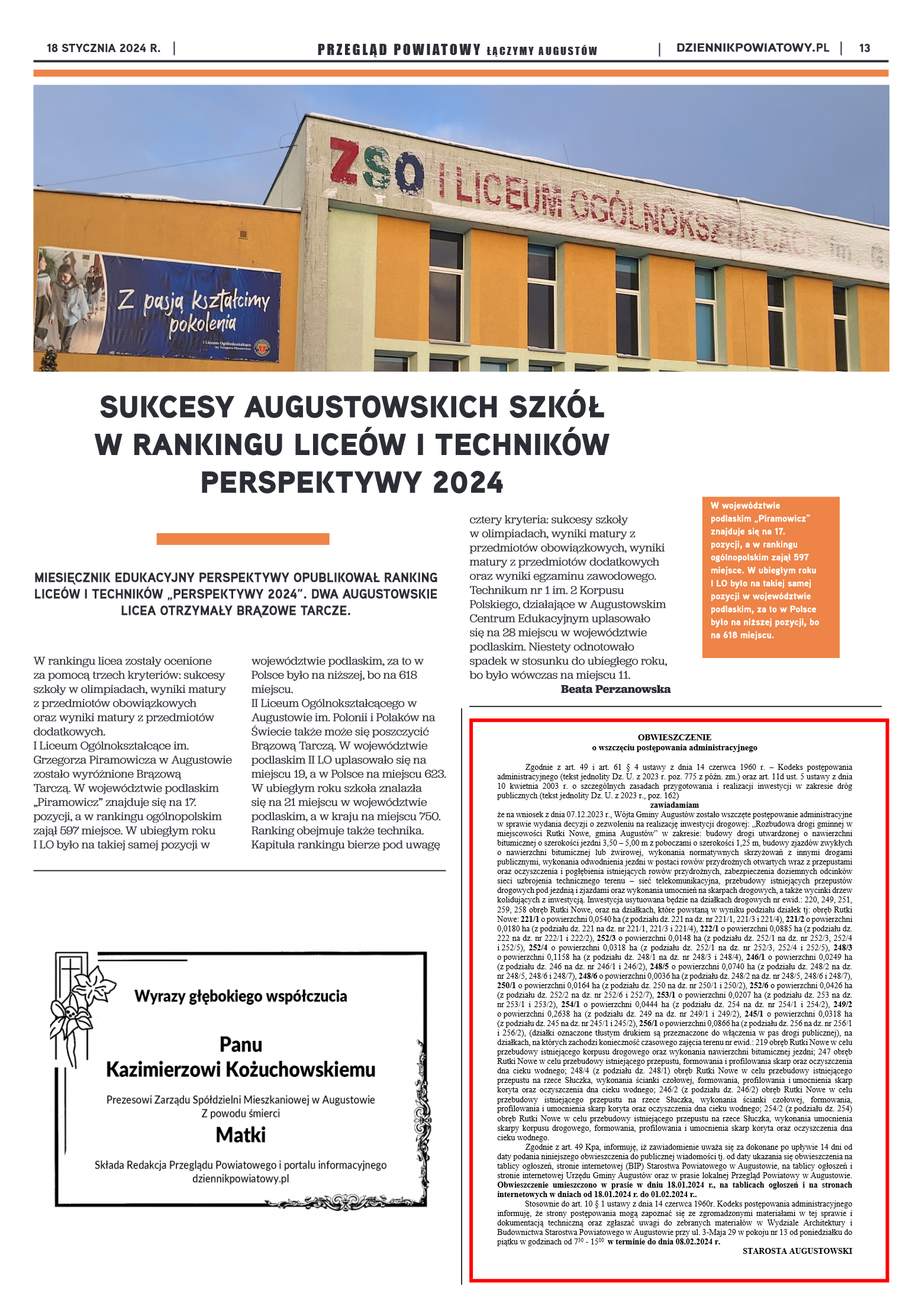 Wydanie Przeglądu Powiatowego nr 2/1173 z 18-01-20 - strona 13