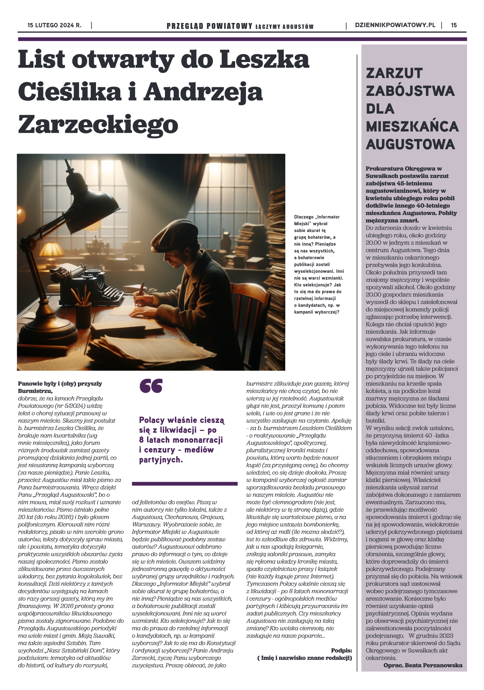 Przegląd Powiatowy nr 6/1177 z 15-02-2024 r. - strona 15