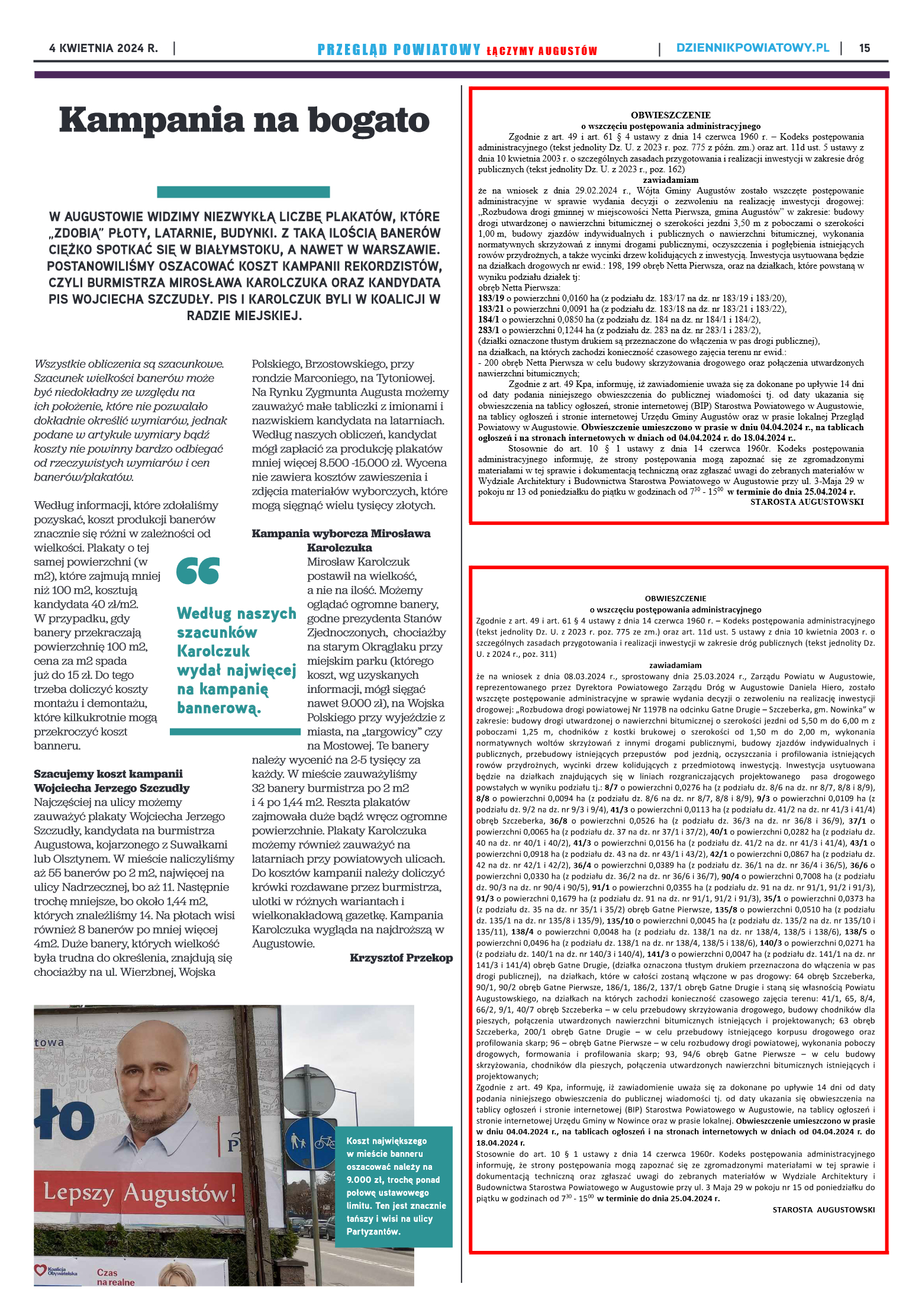 Przegląd Powiatowy nr 13/1184 z 04-04-2024 r. - strona 15
