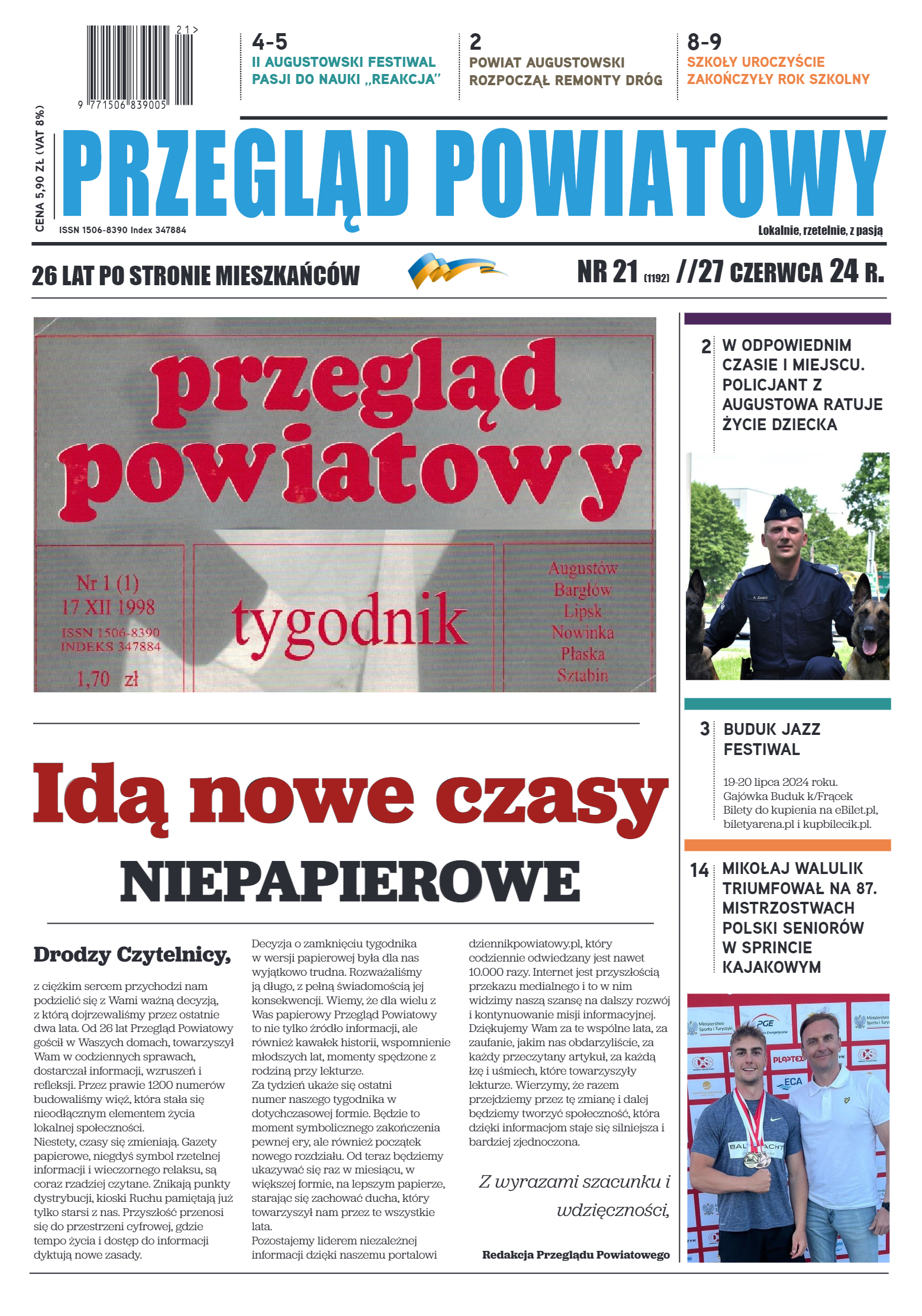 Przegląd Powiatowy nr 21/1192 z 27-06-2024 r. - strona 1