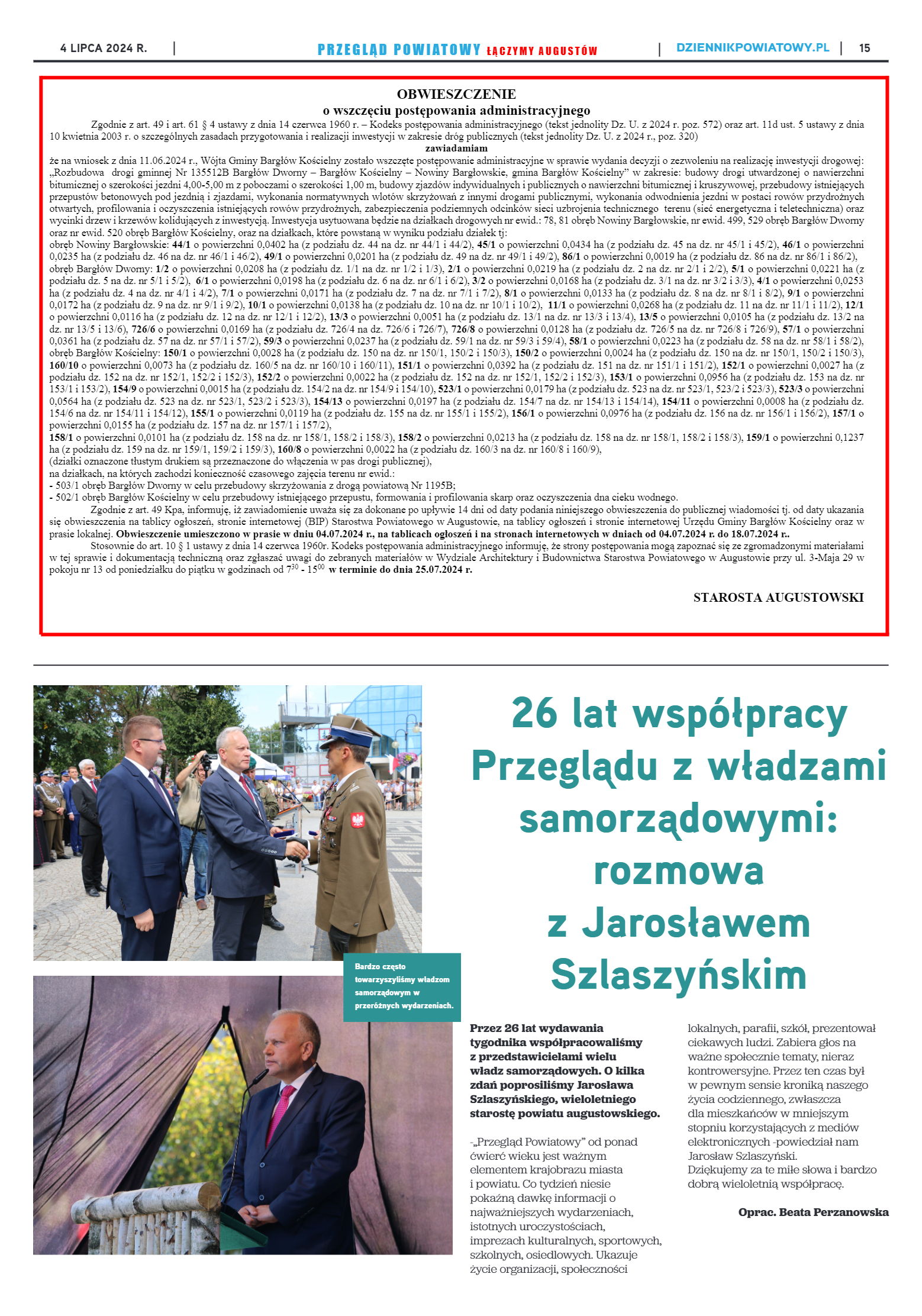 Przegląd Powiatowy nr 22/1193 z 04-07-2024 r. - strona 15