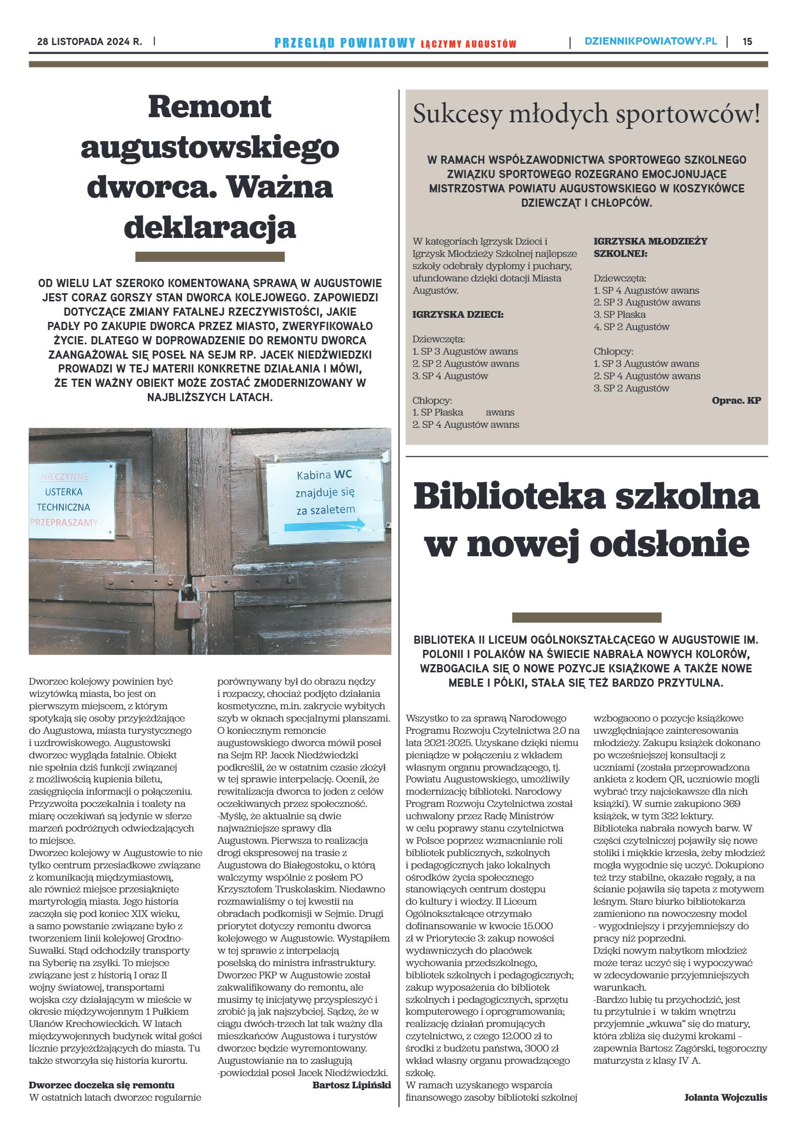 Miesięcznik Przegląd Powiatowy nr 4 z dnia 28 list - strona 15