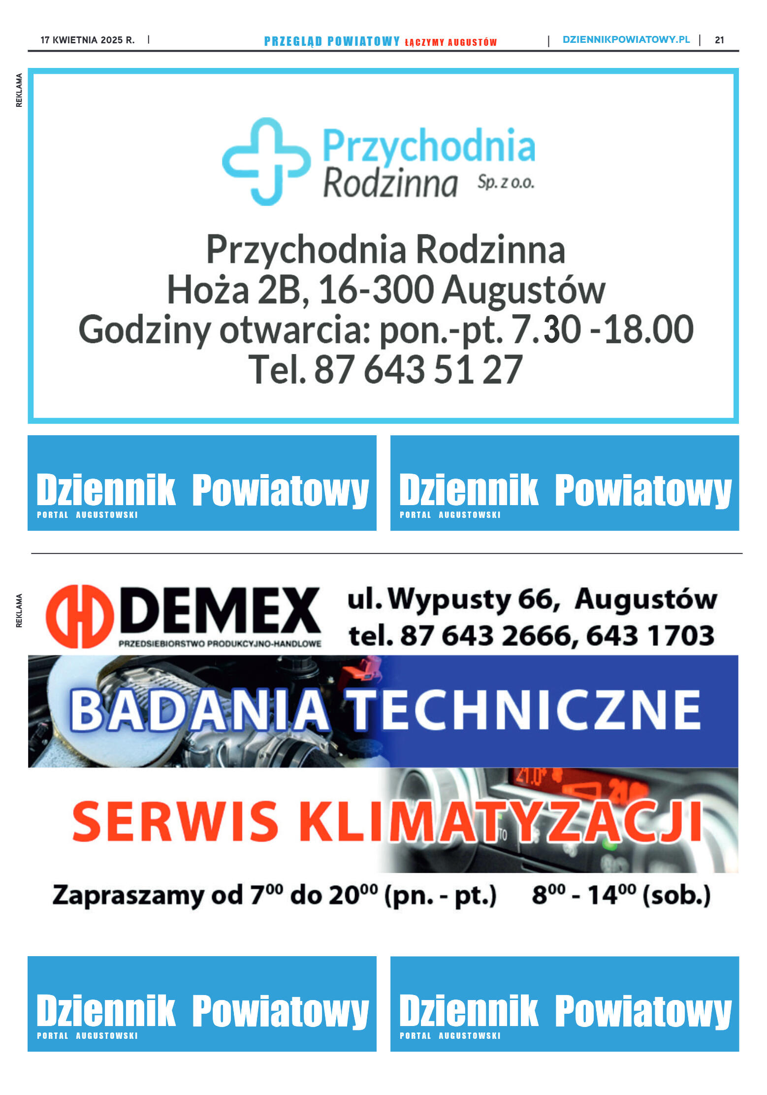 Miesięcznik Przegląd Powiatowy nr 4 z dnia 17 kwie - strona 21
