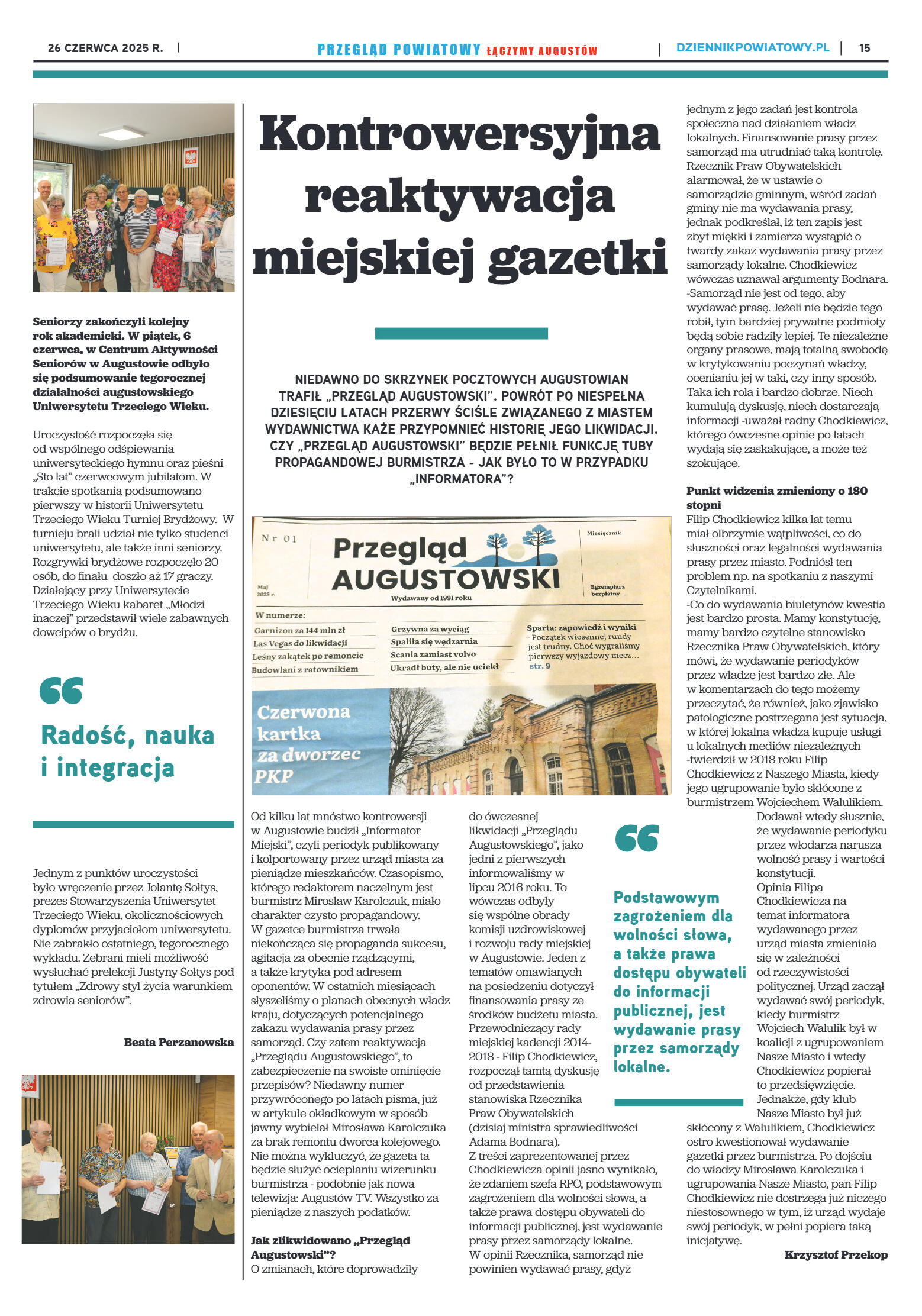 Miesięcznik Przegląd Powiatowy nr 6 z dnia 26 czer - strona 15