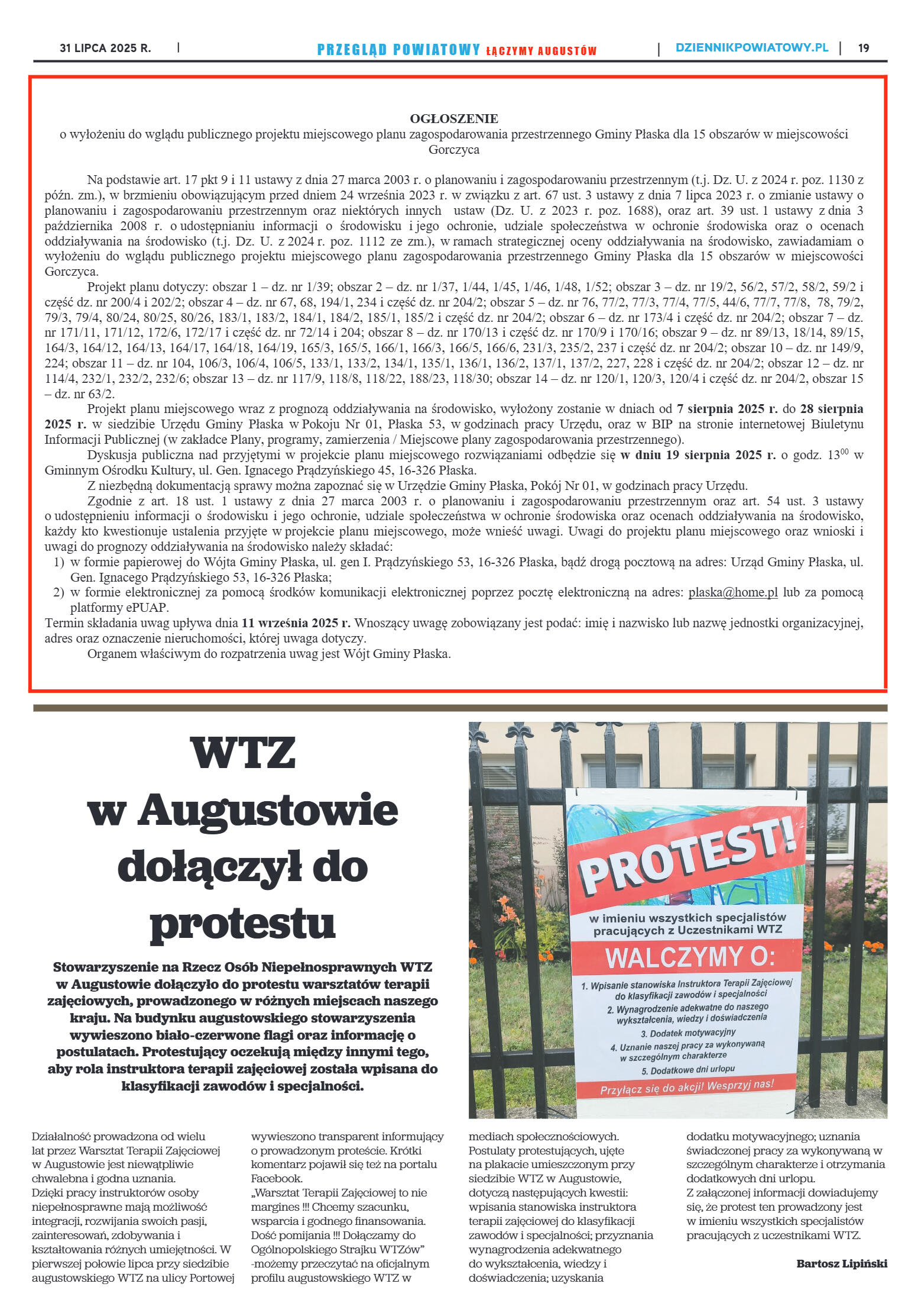 Miesięcznik Przegląd Powiatowy nr 7 z dnia 31 lipc - strona 19