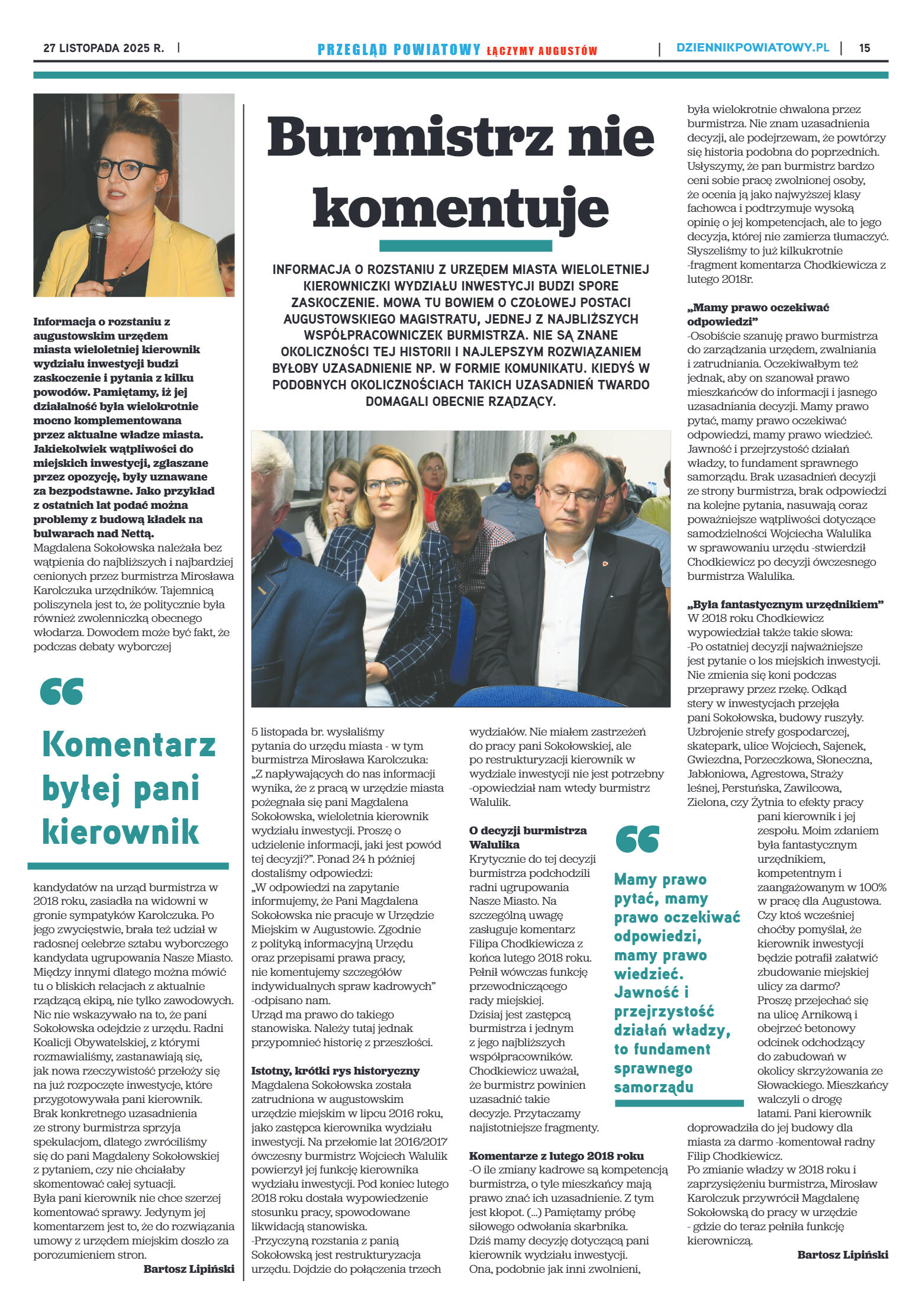 Miesięcznik Przegląd Powiatowy nr 11 z dnia 27 lis - strona 15