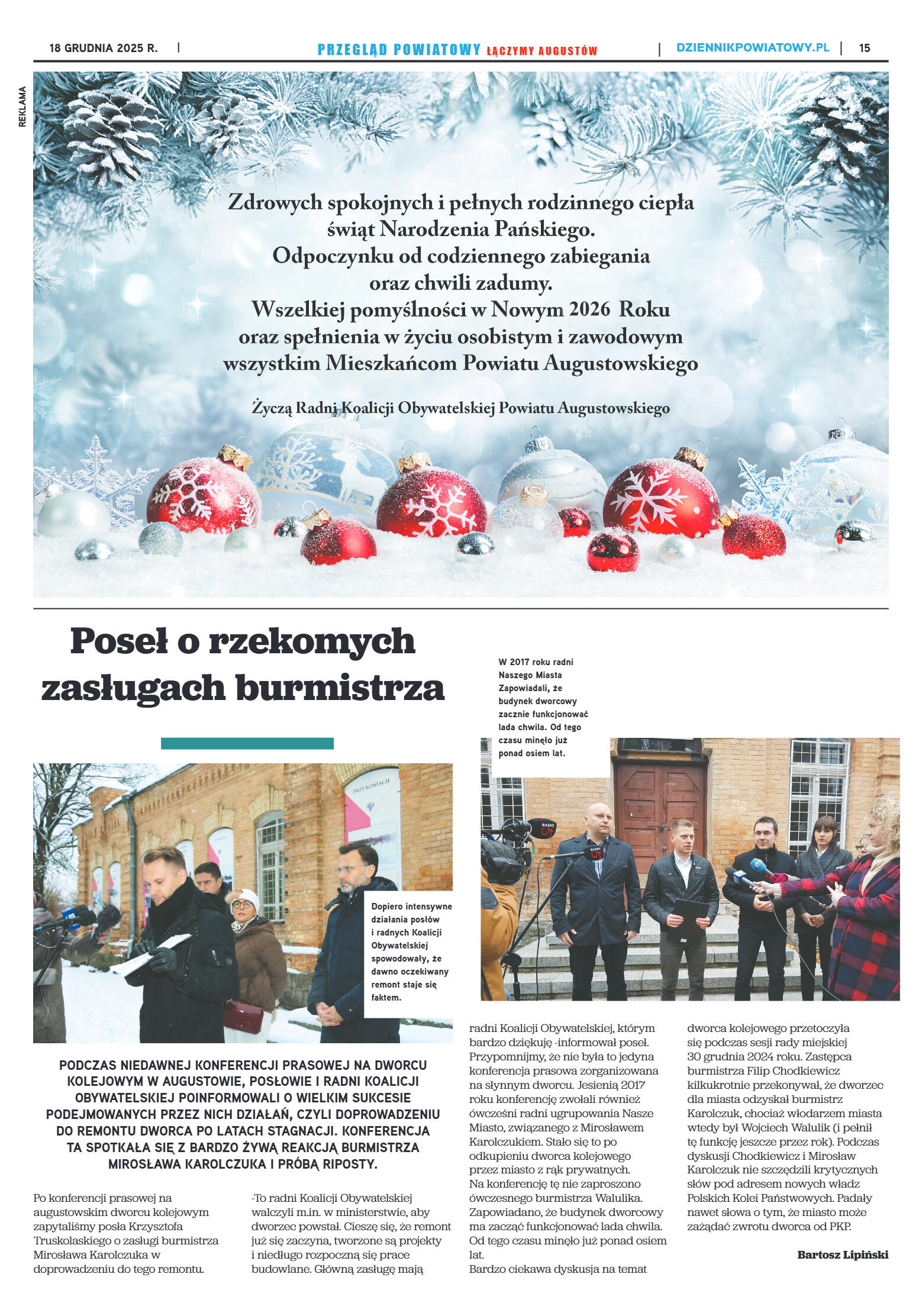 Miesięcznik Przegląd Powiatowy nr 12 z dnia 18 gru - strona 15