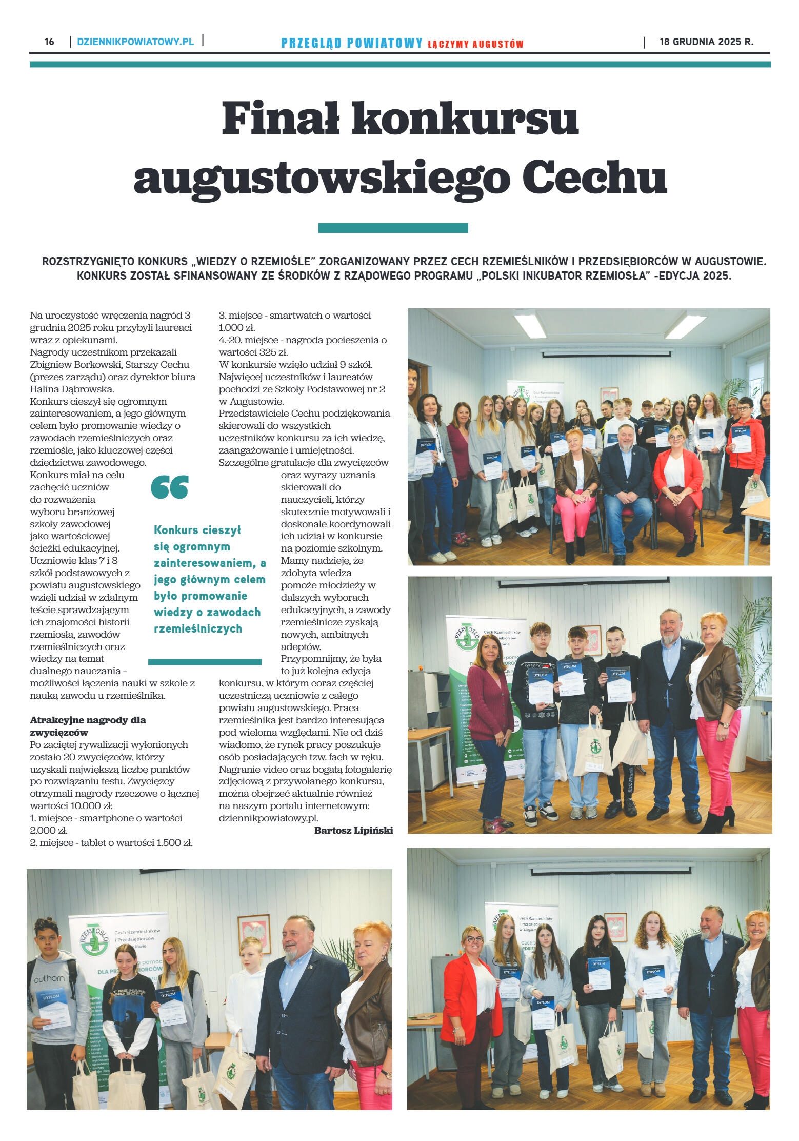 Miesięcznik Przegląd Powiatowy nr 12 z dnia 18 gru - strona 16