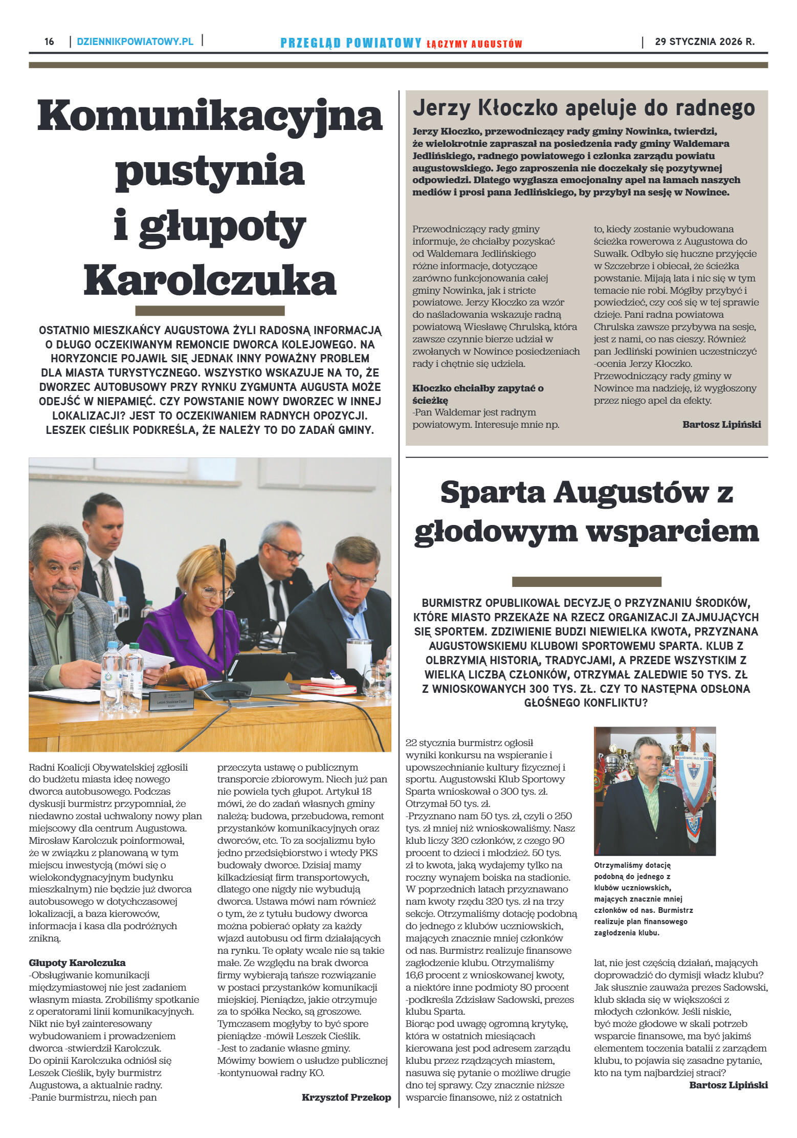 Miesięcznik Przegląd Powiatowy nr 1 z dnia 29 styc - strona 16