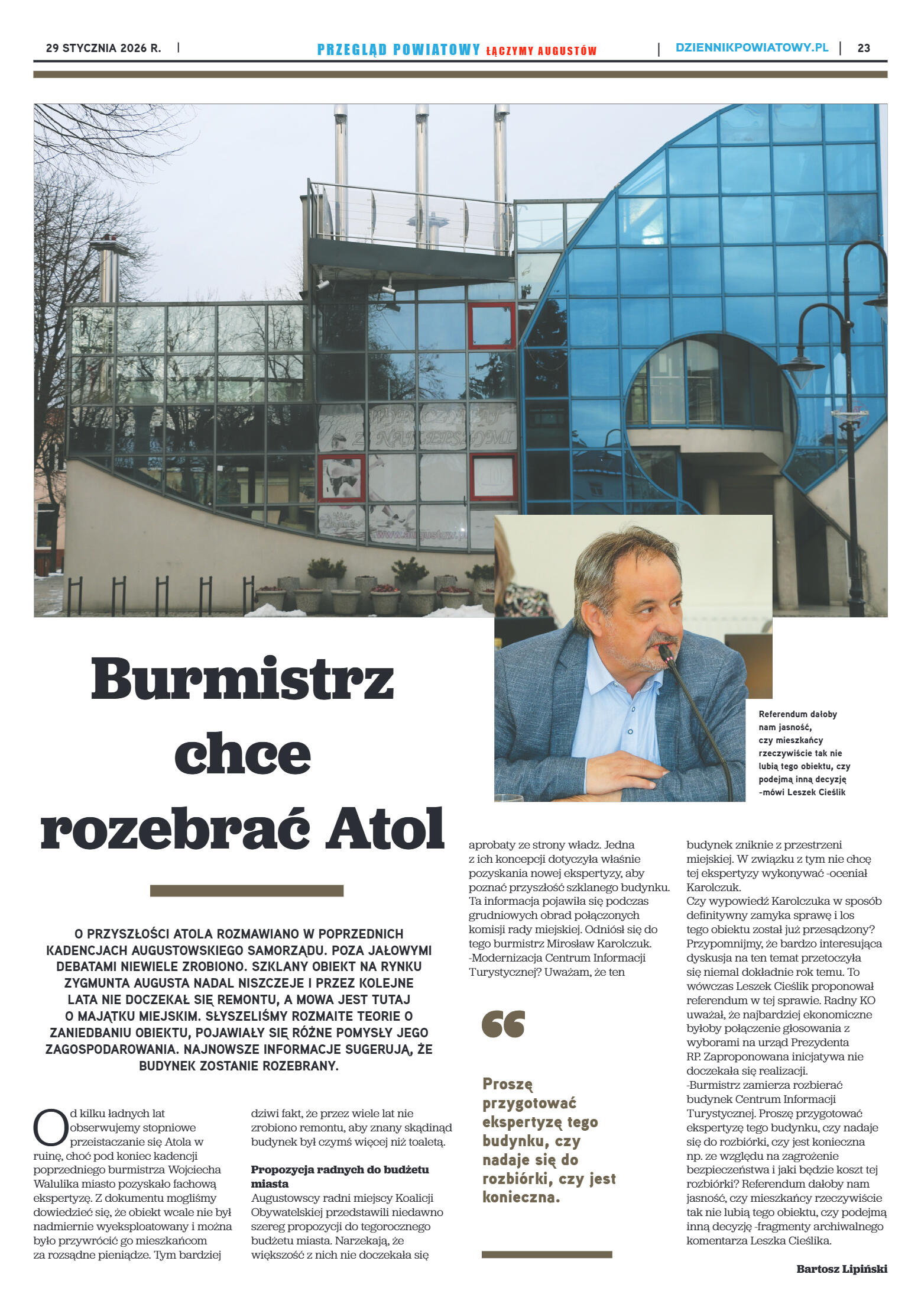 Miesięcznik Przegląd Powiatowy nr 1 z dnia 29 styc - strona 23