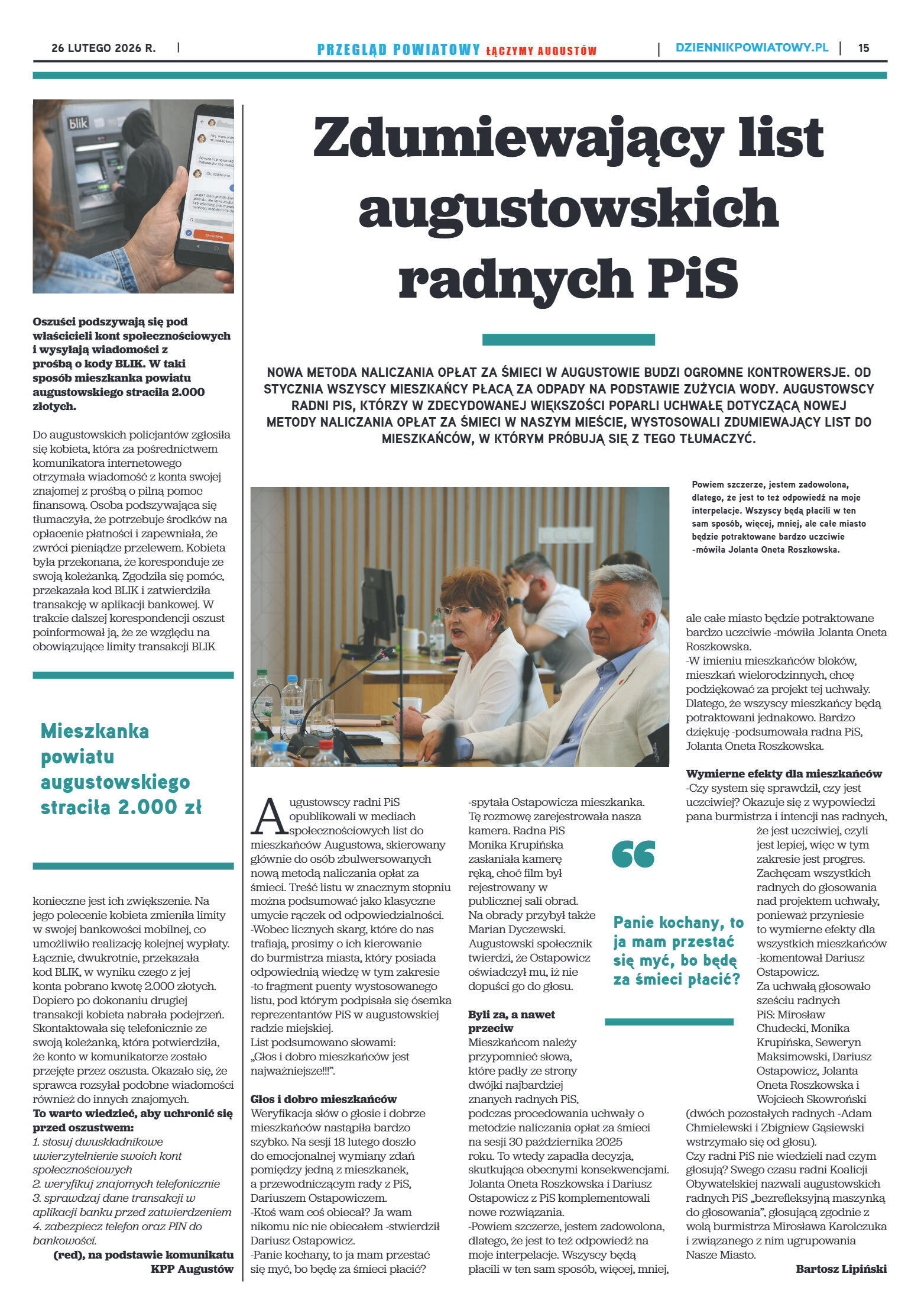 Miesięcznik Przegląd Powiatowy nr 2 z dnia 26 lute - strona 15