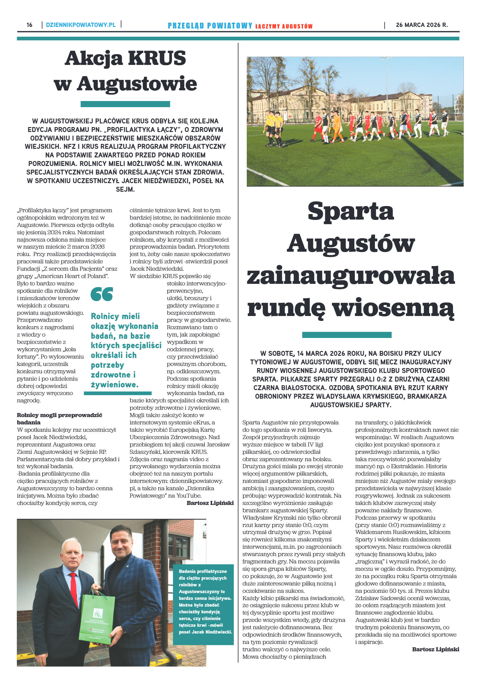 Miesięcznik Przegląd Powiatowy nr 3 z dnia 26 marc - strona 16