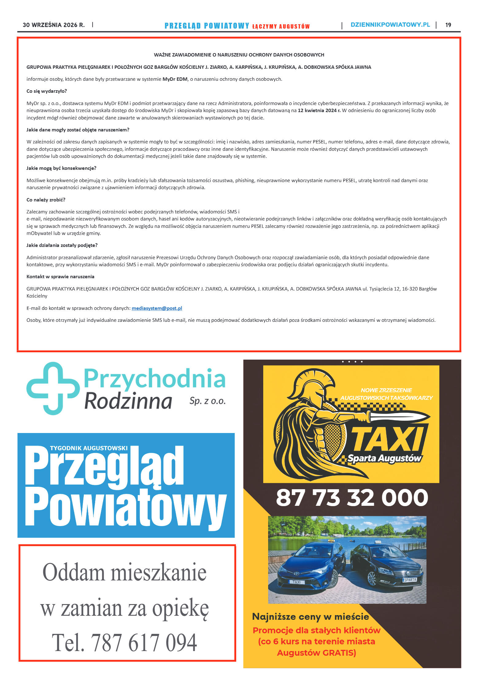 Miesięcznik Przegląd Powiatowy nr 9 z dnia 30 wrze - strona 19