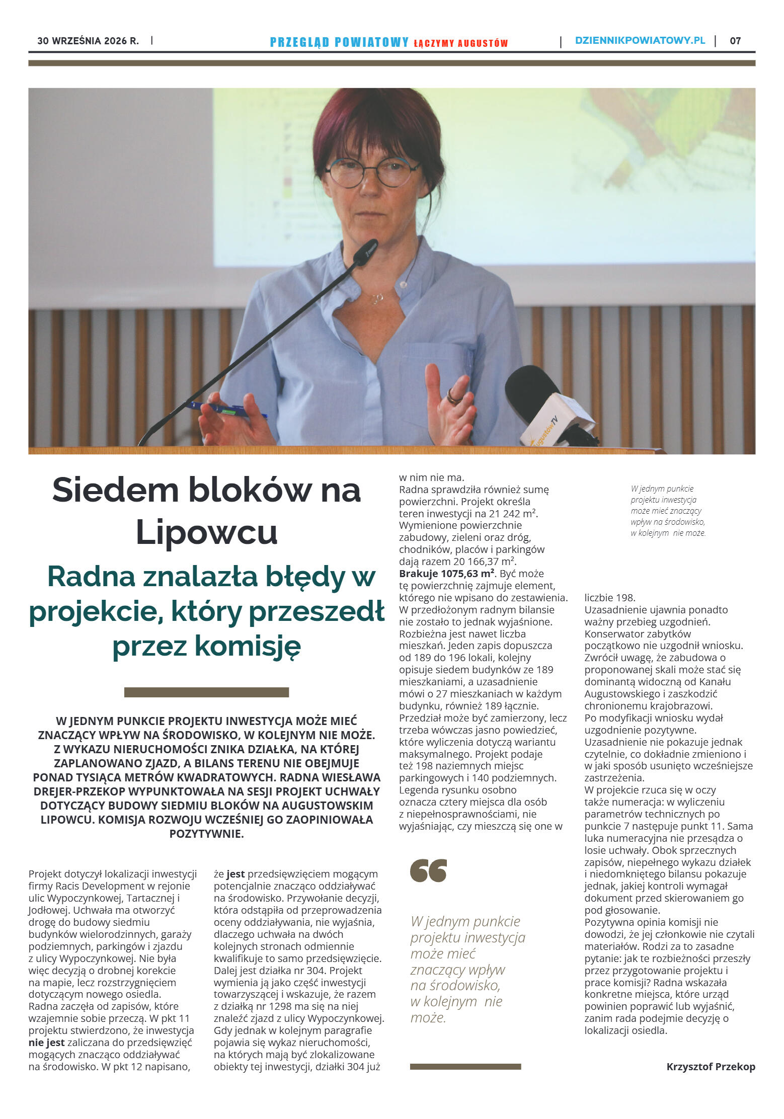 Miesięcznik Przegląd Powiatowy nr 9 z dnia 30 wrze - strona 7